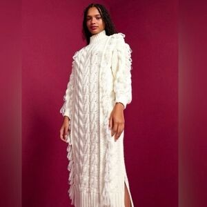 FARM Rio Cream Long Sleeve Knit Dress NWT XL